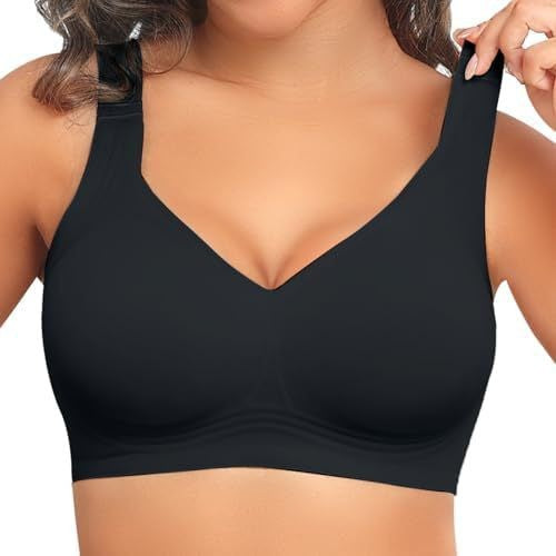 Ines | Womens Wireless Seamless Full Coverage Bra Lingerie - Black