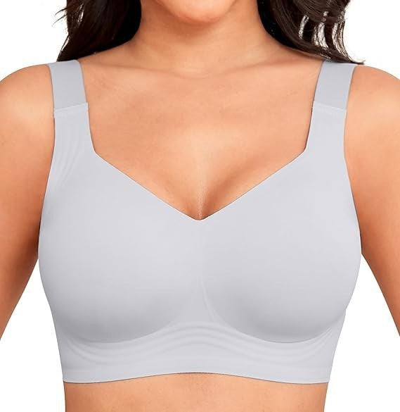 Ines | Womens Wireless Seamless Full Coverage Bra Lingerie - Grey Blue