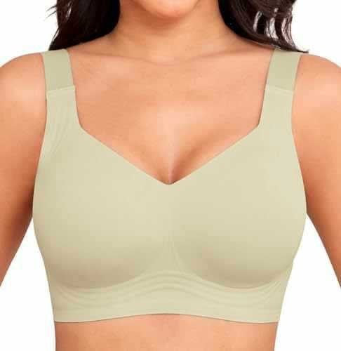 Ines | Womens Wireless Seamless Full Coverage Bra Lingerie - Light Green