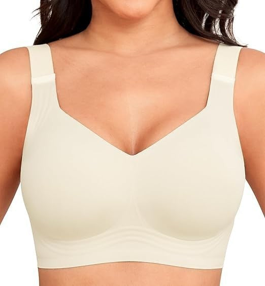 Ines | Womens Wireless Seamless Full Coverage Bra Lingerie - Off White