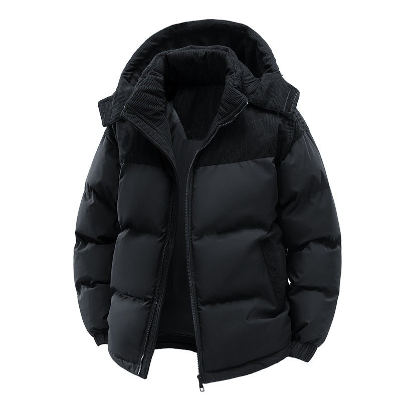 Ira | Mens Padded Fleece Lined Winter Warm Quilted Puffer Jacket - Black