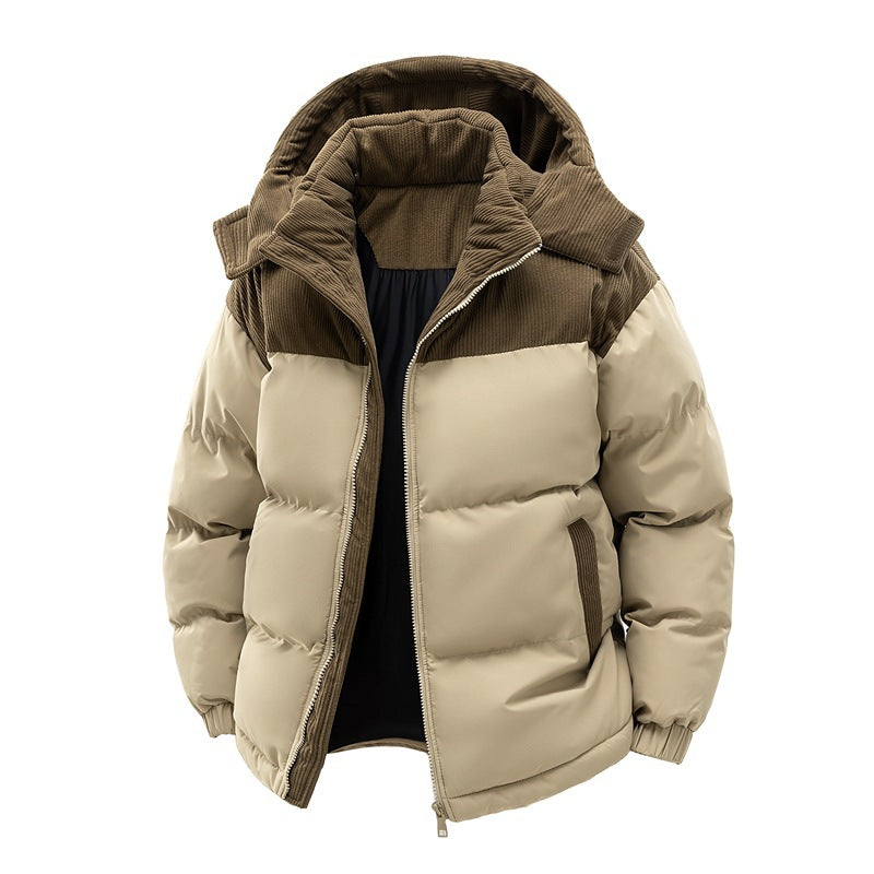 Ira | Mens Padded Fleece Lined Winter Warm Quilted Puffer Jacket - Khaki