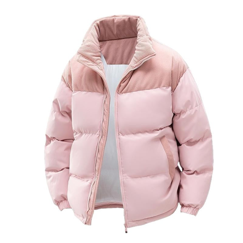 Ira | Mens Padded Fleece Lined Winter Warm Quilted Puffer Jacket - Pink