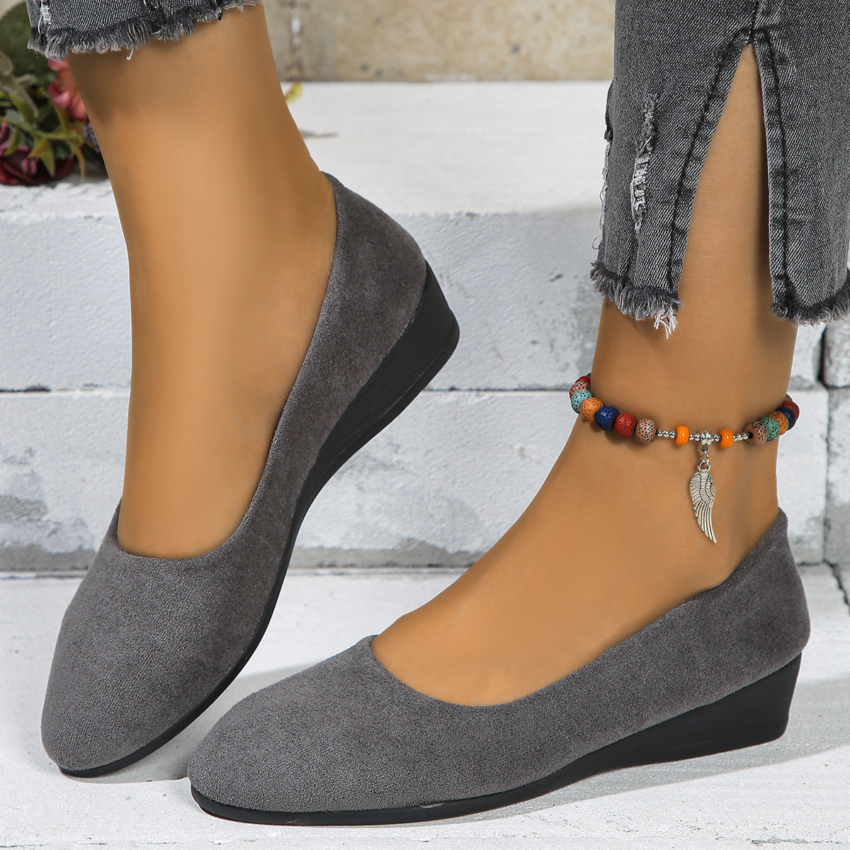 Isadora | Womens Pointed Toe Wedge Loafers Casual Shoes - 5