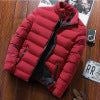 Isidore | Mens Warm Zip Stand Collar Winter Cotton Cardigan - Wine Red
