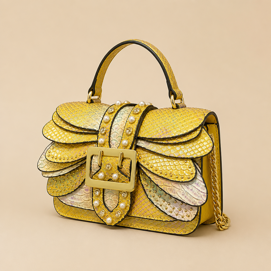 Isolde | Womens Crossbody Bag Chain Shoulder Small Square Bag, Gold