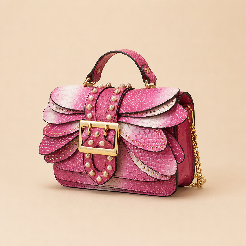 Isolde | Womens Crossbody Bag Chain Shoulder Small Square Bag, Rose Red