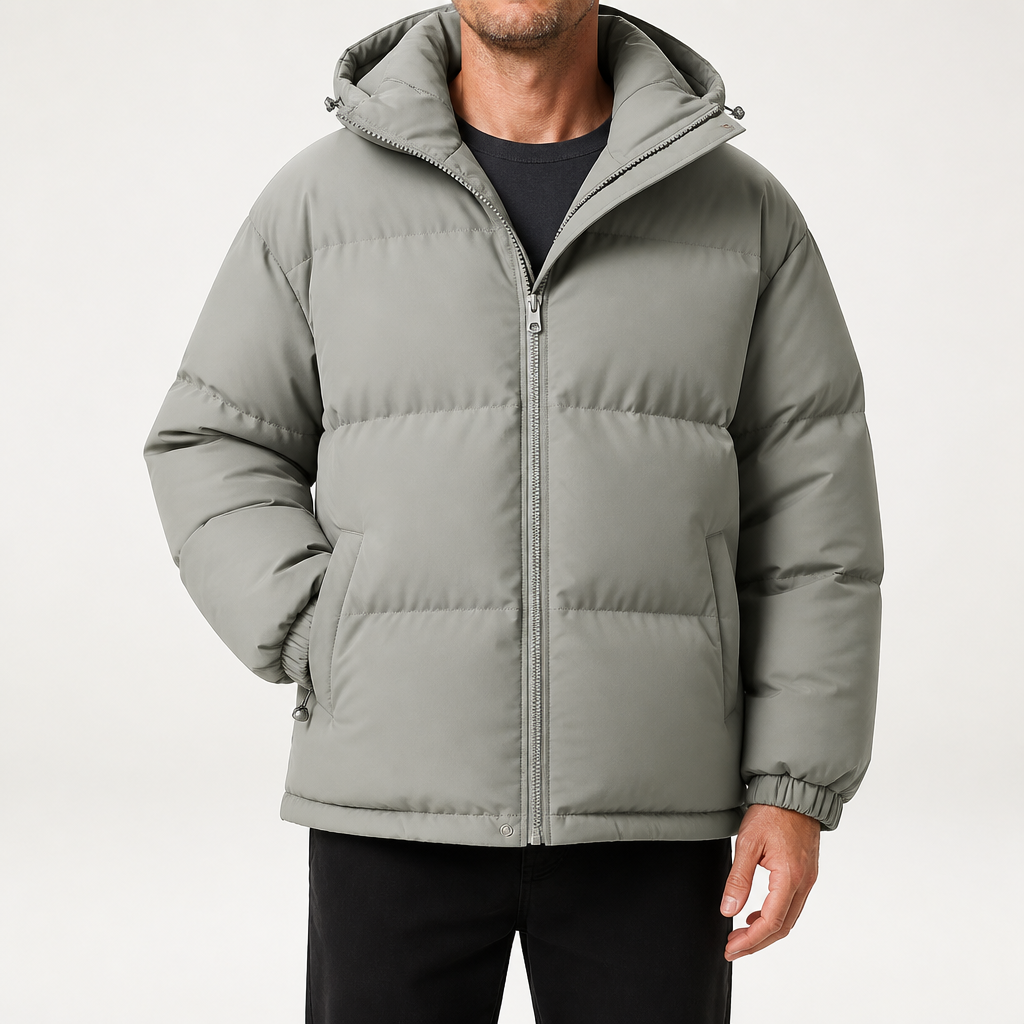 Ivo | Mens Winter Padded Warm Thickened Stand Collar Coat, Grey
