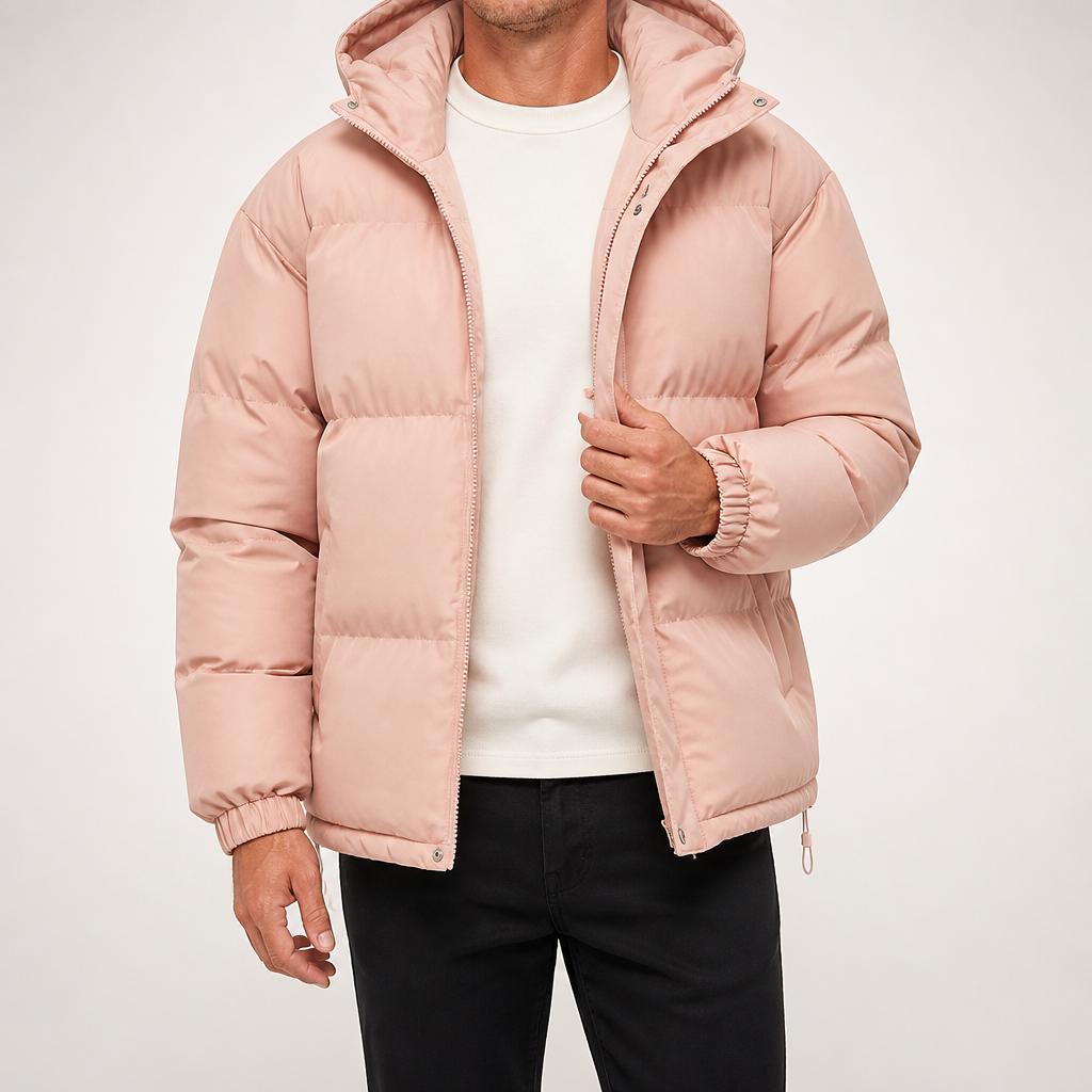 Ivo | Mens Winter Padded Warm Thickened Stand Collar Coat, Pink