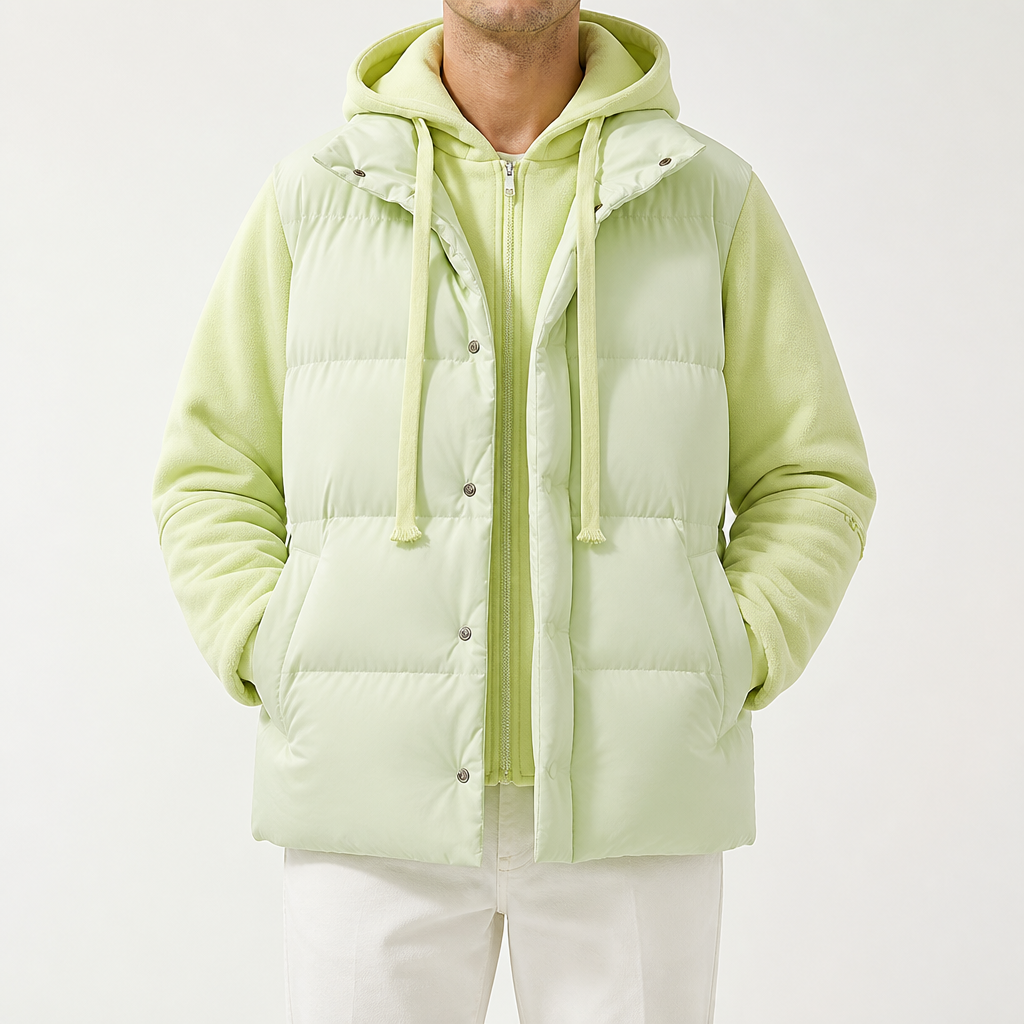 Jasper | Mens Puffer Padded Hooded Quilted Warm Winter Coat, Light Green
