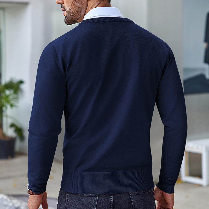 Jethro | Mens Casual Slim Fit Knitted Round Neck Pullover Sweater - 2