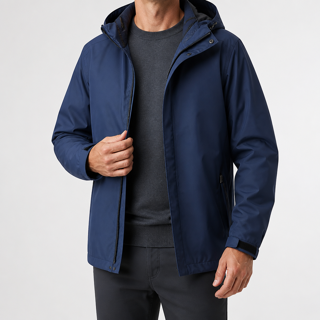 Joppe | Mens Waterproof Jacket Windproof Hooded Ski Outdoor Coat, Navy Blue