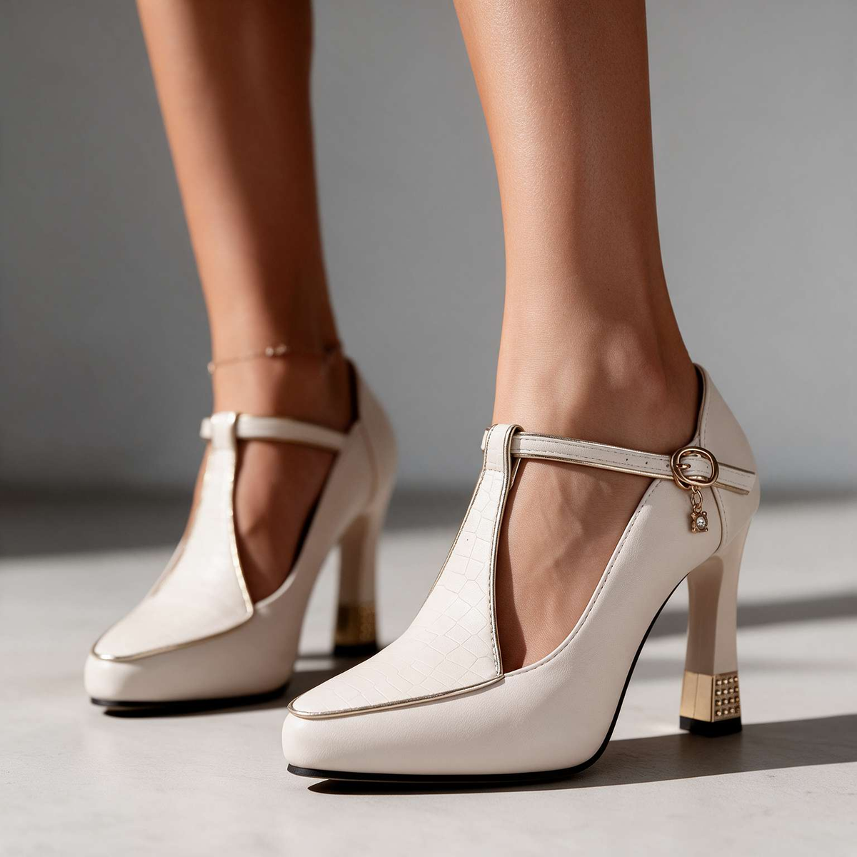 Katelynn Mary Jane Heels in Off White