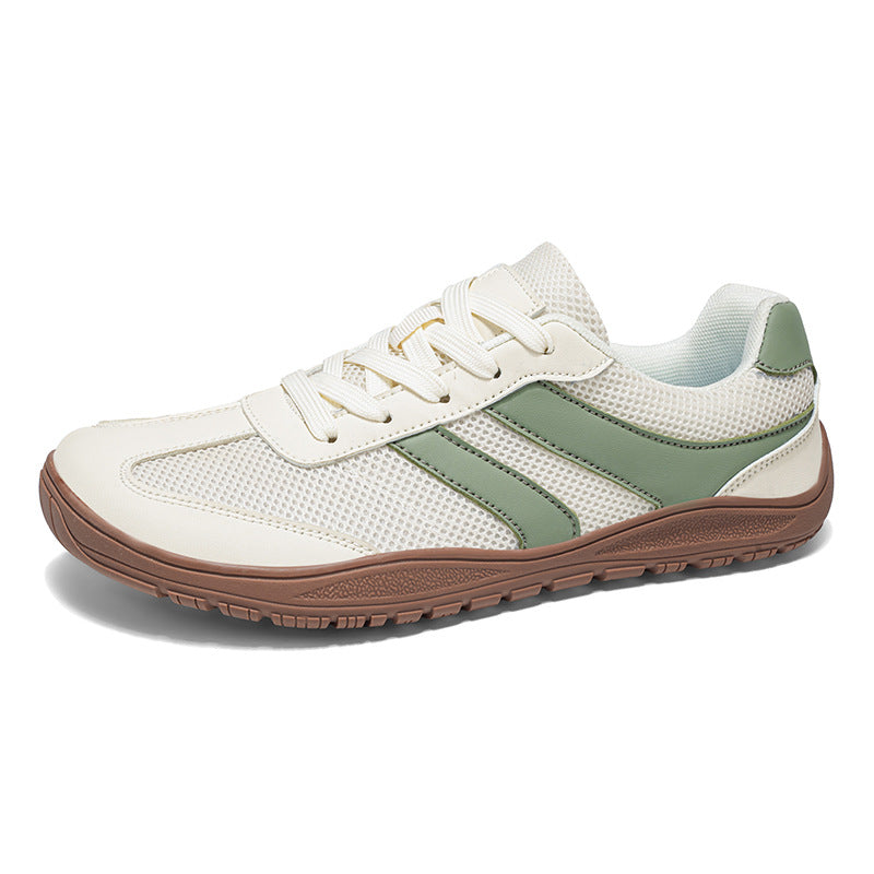 Keaton | Mens Wide Fit Mesh Retro Flat Shoes - White Green