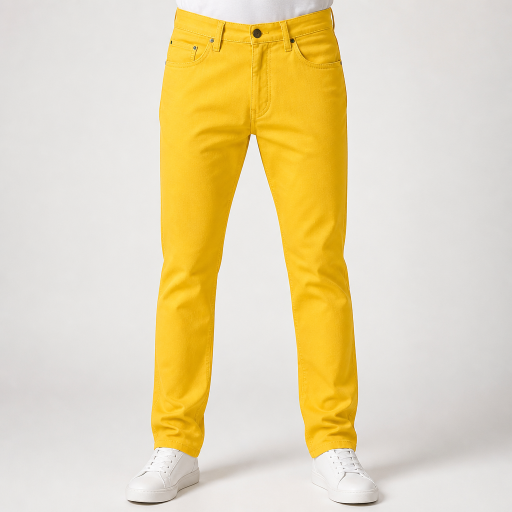 Kester | Mens Slim Fit Stretch Denim Casual Skinny Jeans, Yellow