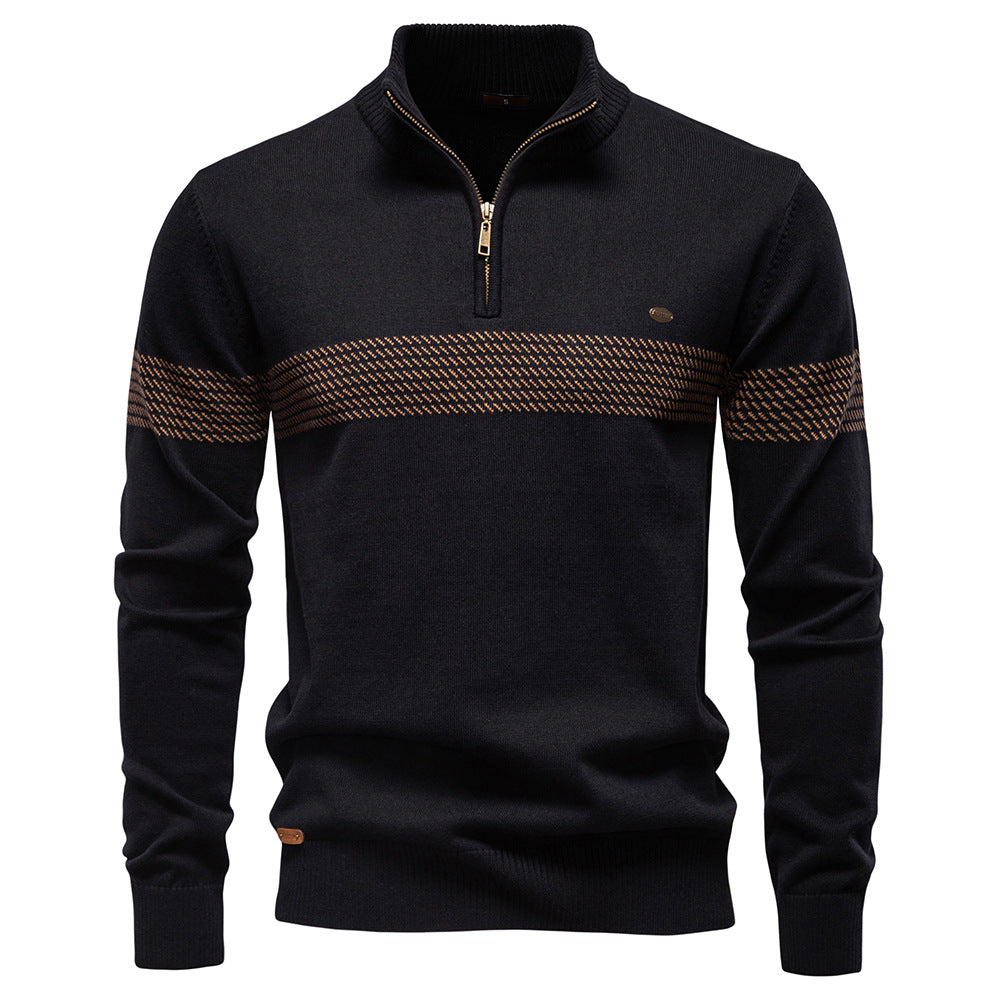 Killian | Mens Half Zip Cotton Sweater Stand Collar Casual - 1