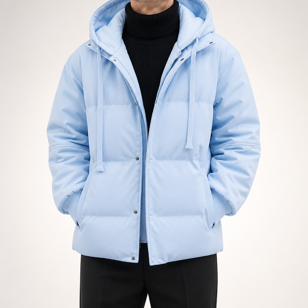 Kit | Mens Winter Puffer Padded Hooded Warm Workwear Coat, Blue