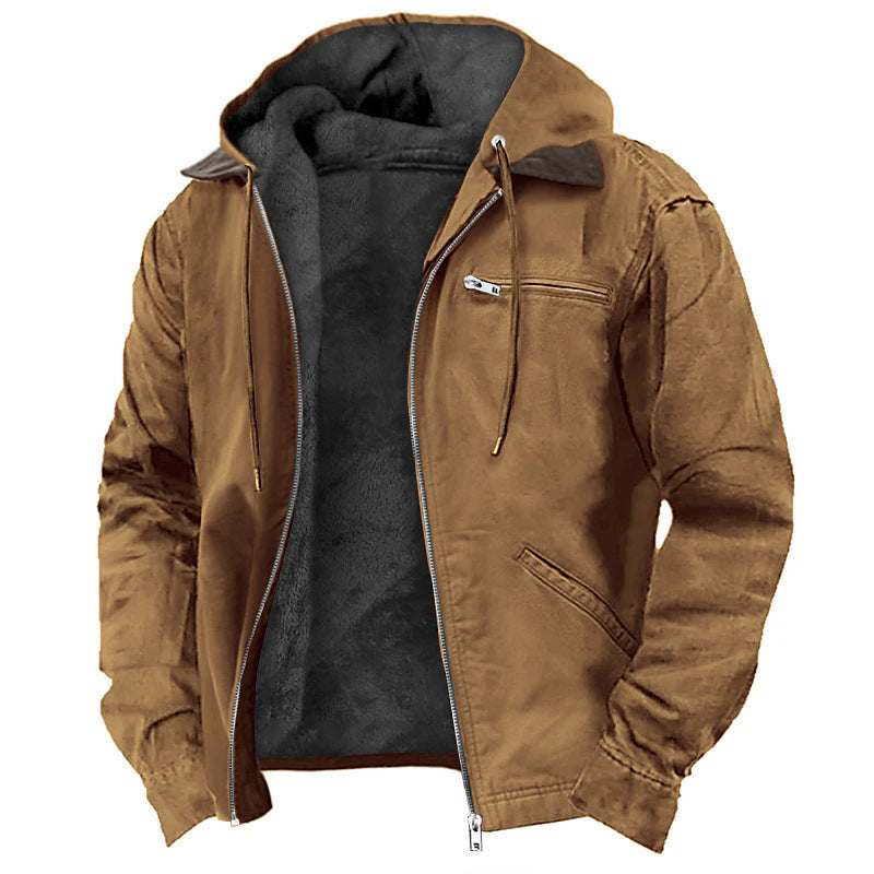 Lachlan | Mens Fleece Lined Hooded Winter Jacket, Camel