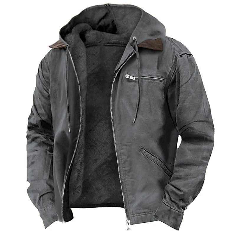 Lachlan | Mens Fleece Lined Hooded Winter Jacket, Grey