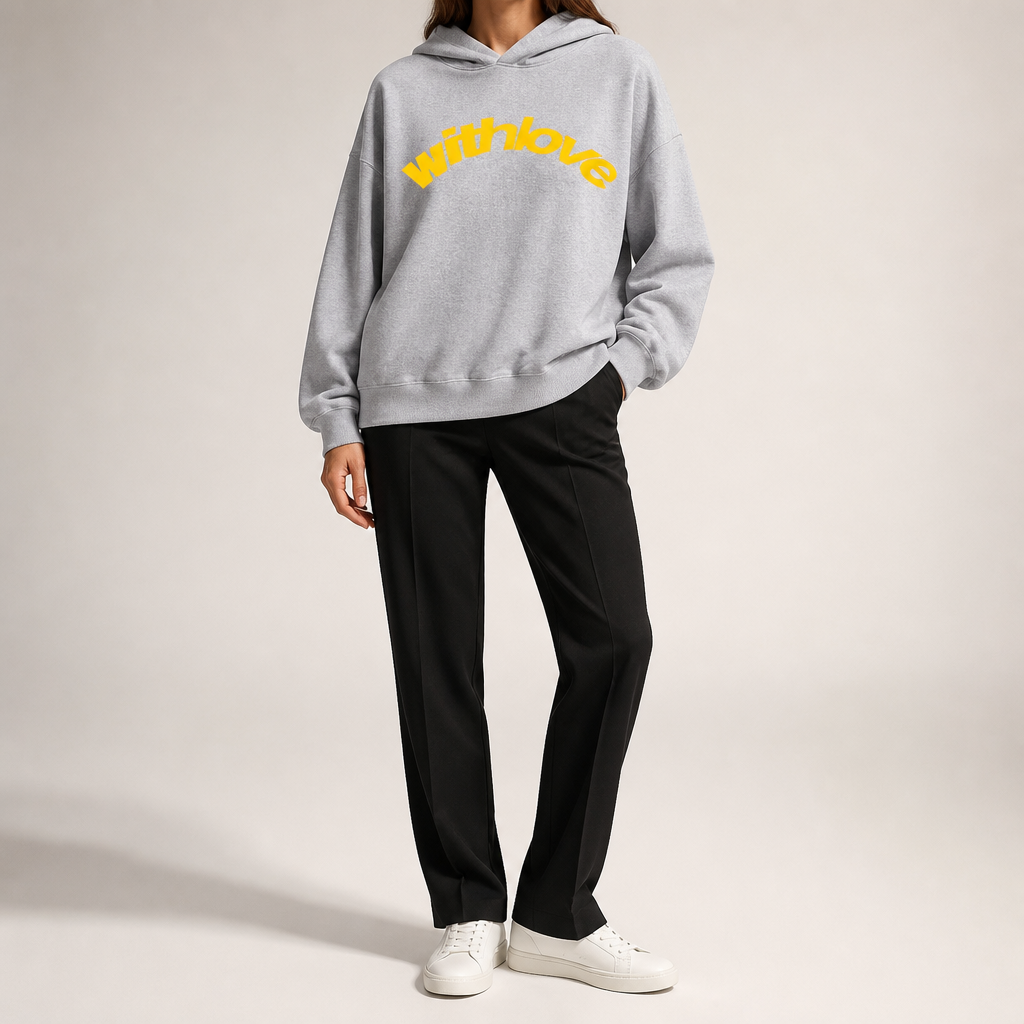 Leif | Womens Hoodies Hooded Sweatshirt Letter Print Long Sleeve Jacket, Light Grey 2