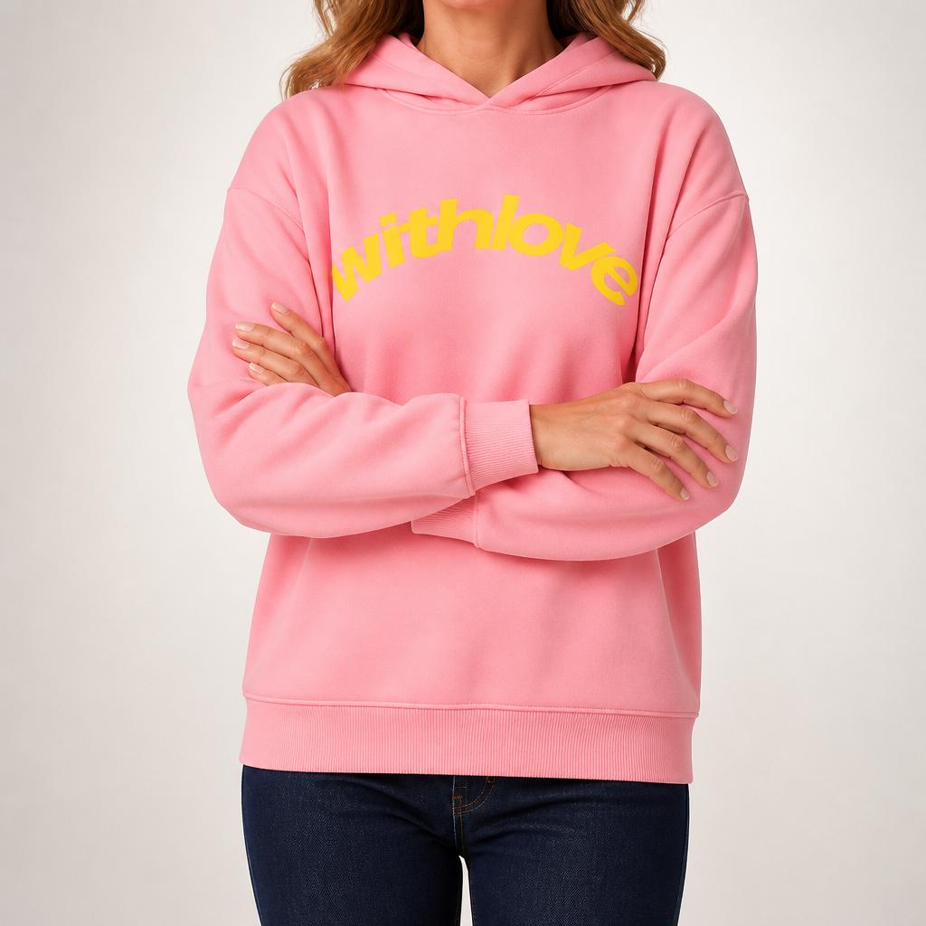 Leif | Womens Hoodies Hooded Sweatshirt Letter Print Long Sleeve Jacket, Pink