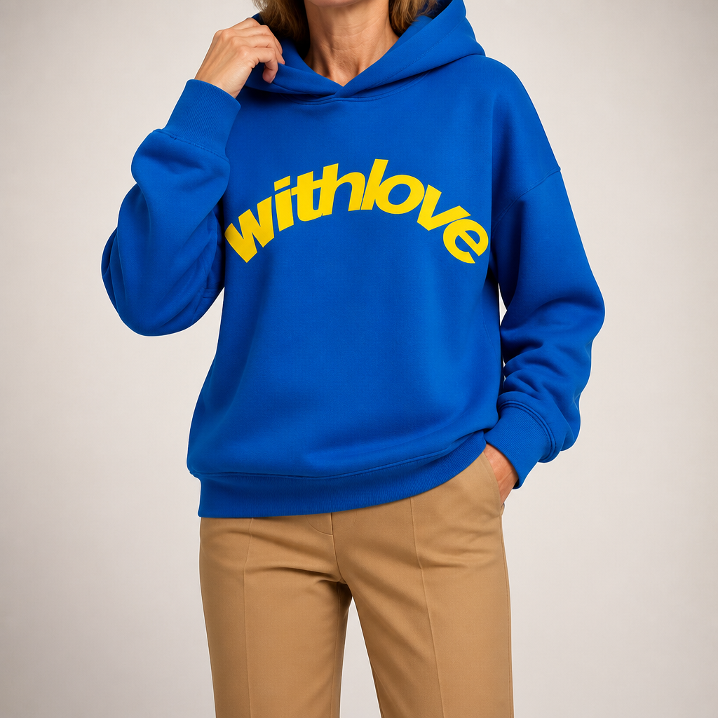 Leif | Womens Hoodies Hooded Sweatshirt Letter Print Long Sleeve Jacket, Royal Blue