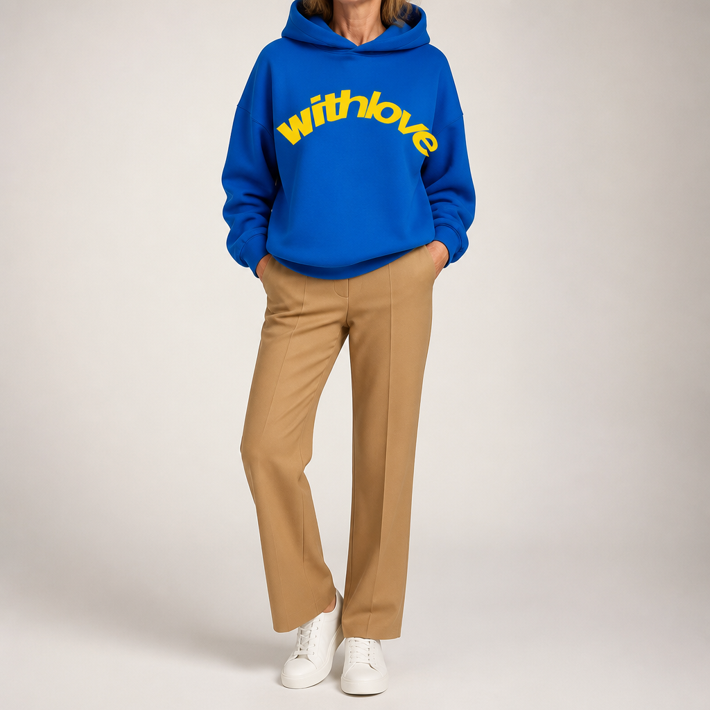 Leif | Womens Hoodies Hooded Sweatshirt Letter Print Long Sleeve Jacket, Royal Blue