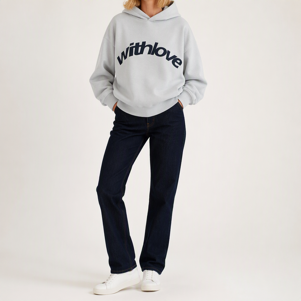 Leif | Womens Hoodies Hooded Sweatshirt Letter Print Long Sleeve Jacket, White