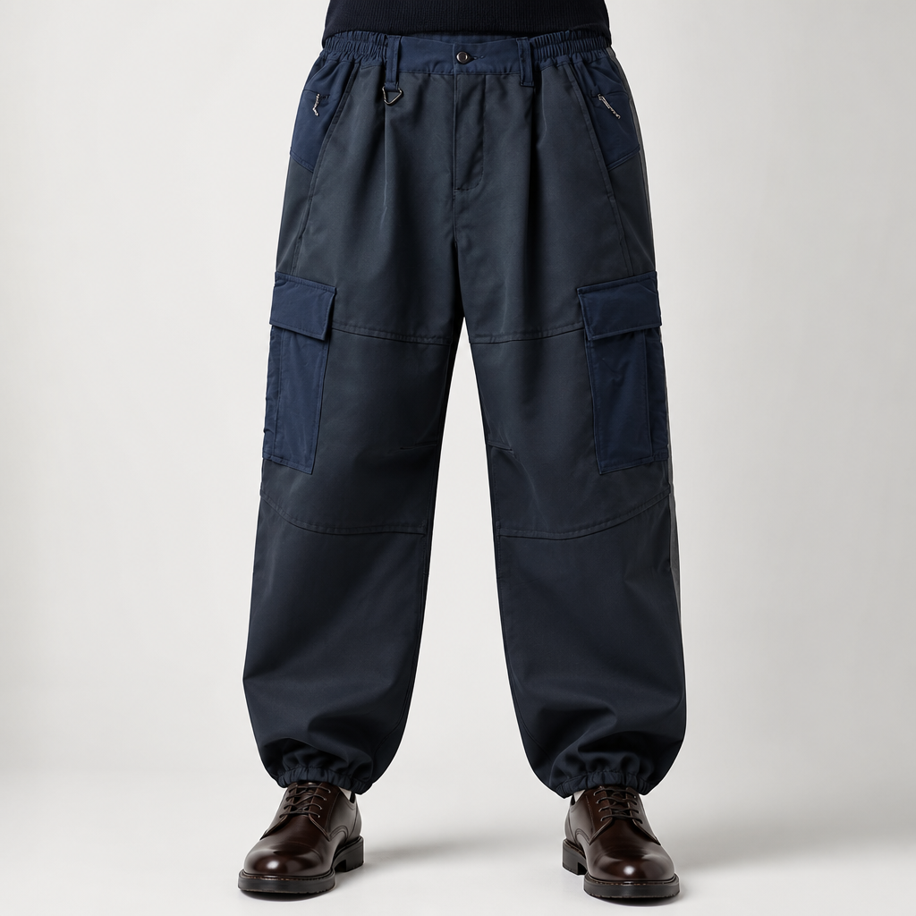 Leon | Mens Cargo Trousers Windproof Fleece Lined Outdoor Tactical Pants, Black Navy