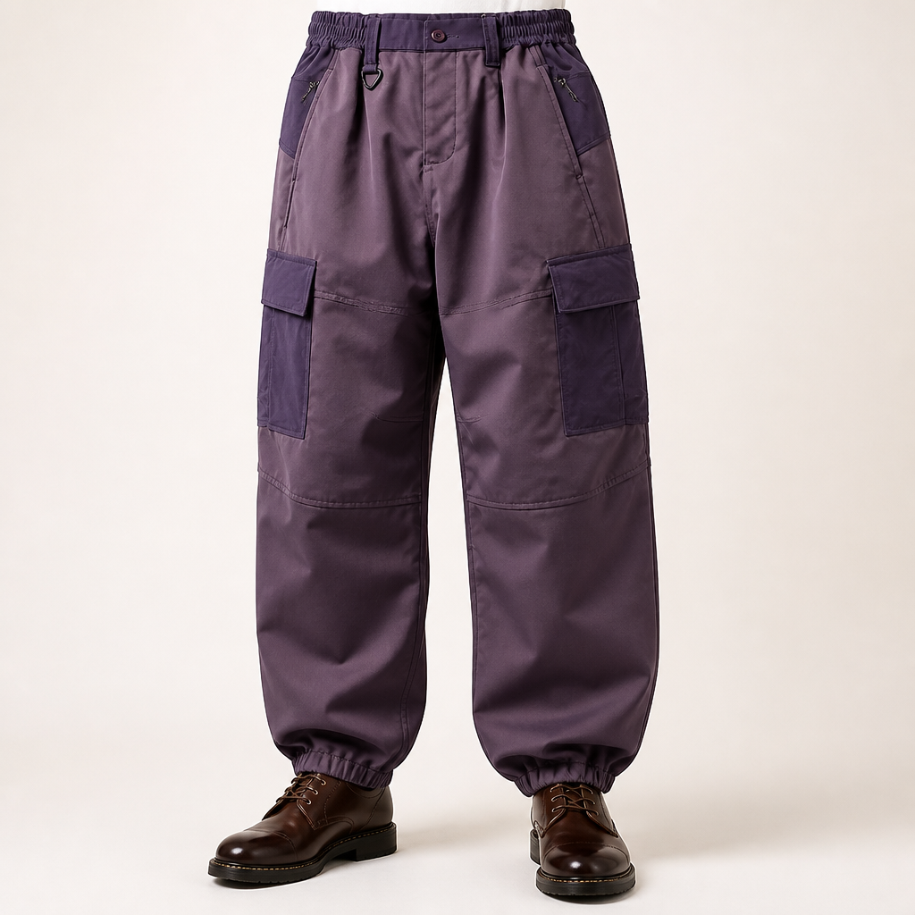 Leon | Mens Cargo Trousers Windproof Fleece Lined Outdoor Tactical Pants, Purple