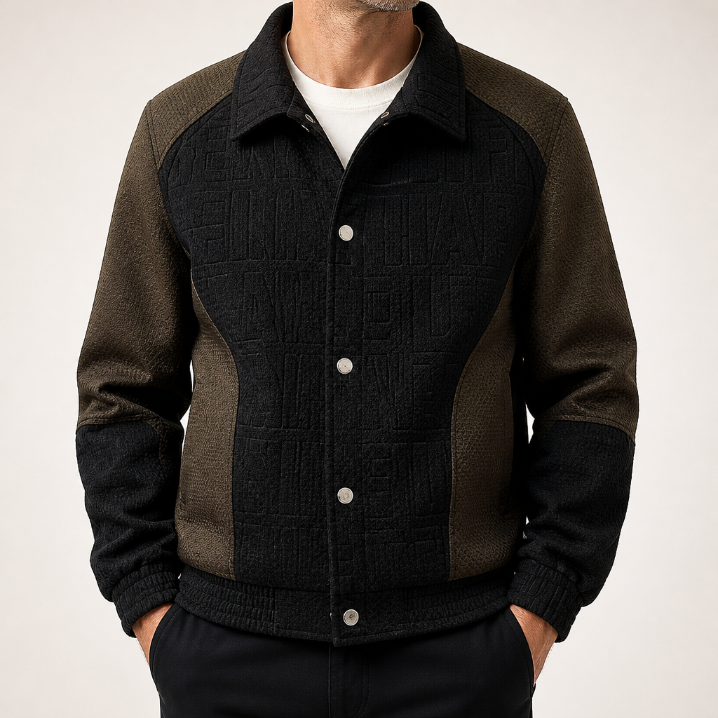 Leopold | Mens Slim Fit Lapel Contrast Stitching Jacket, Black