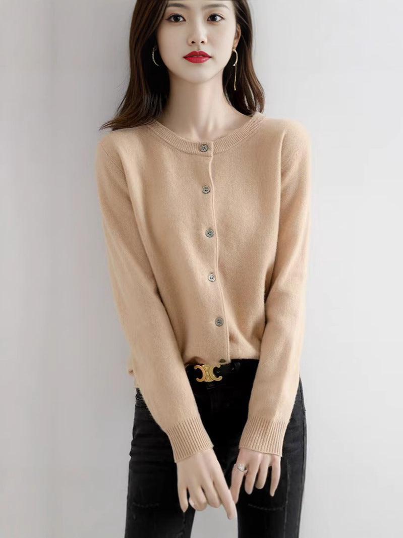 Liv | Womens Round Neck Cropped Knit Cardigan - 1