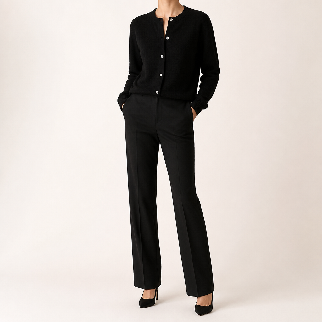 Liv | Womens Cardigan Round Neck Cropped Knitted Jumper Cardigan, Black