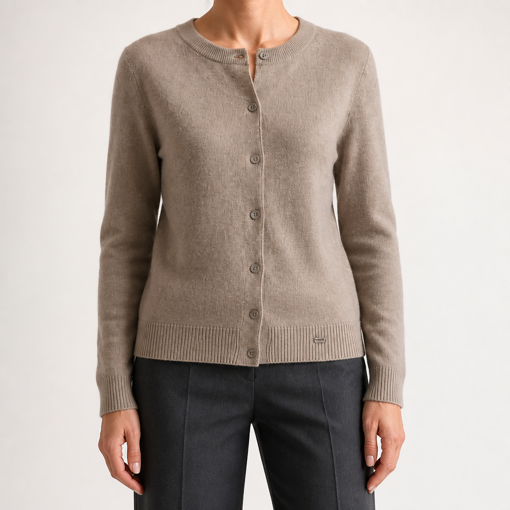 Liv | Womens Cardigan Round Neck Cropped Knitted Jumper Cardigan, Camel 2