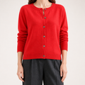Liv | Womens Cardigan Round Neck Cropped Knitted Jumper Cardigan, Red