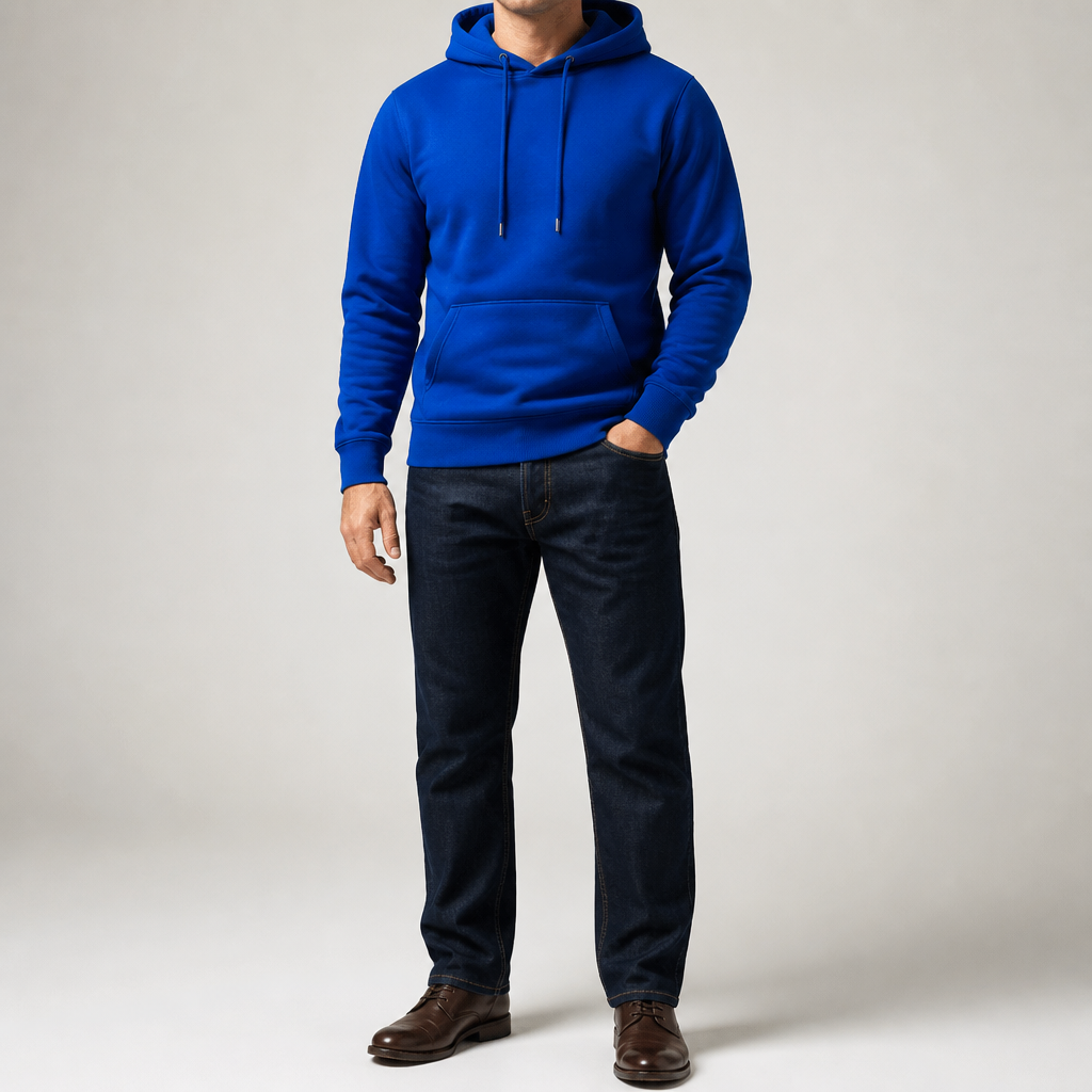 Lucius | Mens Casual Autumn Winter Long Sleeve Pullover Cotton Shirt, Blue