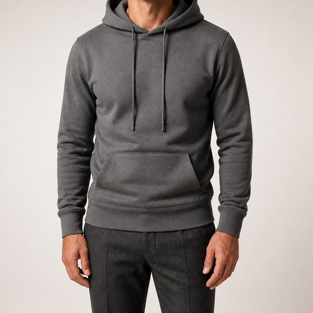 Lucius | Mens Casual Autumn Winter Long Sleeve Pullover Cotton Shirt, Dark Grey