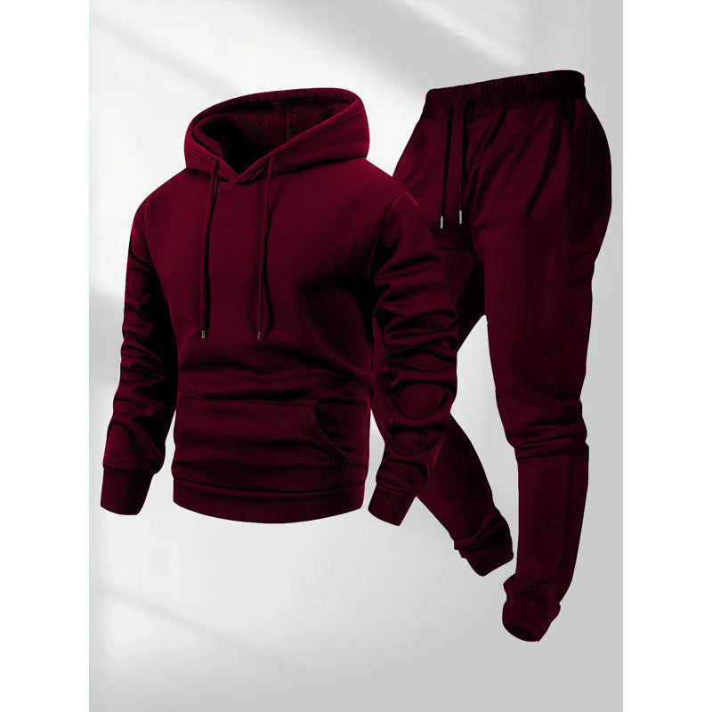 Lucius | Mens Casual Autumn Winter Long Sleeve Pullover Cotton Shirt - Wine Red