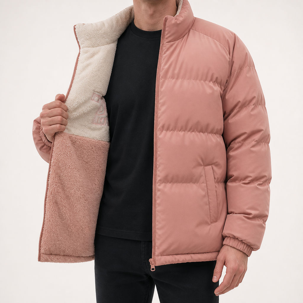 Ludovic | Mens Winter Thickened Padded Wool Lined Warm Jacket, Pink