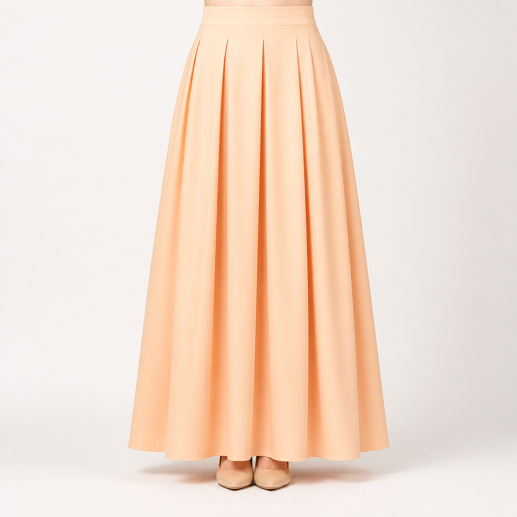 Maeve | Womens Plus Size High Waisted A Line Long Maxi Skirt, Apricot