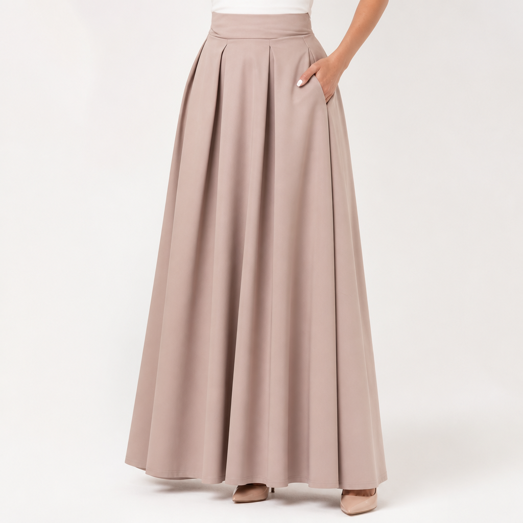Maeve | Womens Plus Size High Waisted A Line Long Maxi Skirt, Pinkish