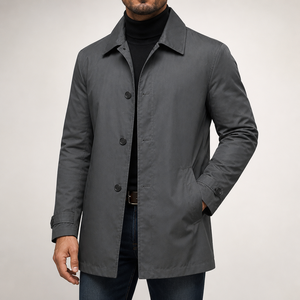 Magnus | Mens Waterproof Windbreaker Rain Harrington Autumn Light Jacket, Grey