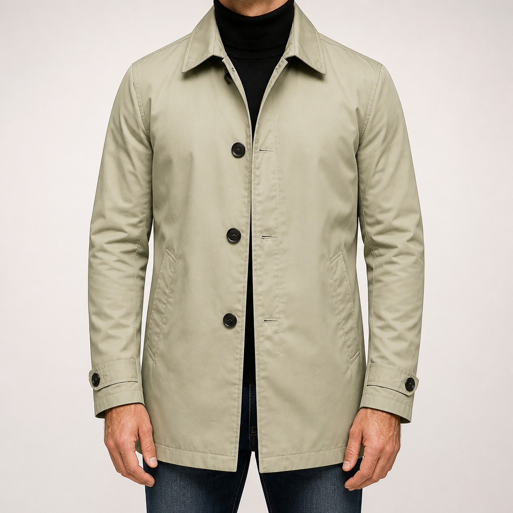 Magnus | Mens Waterproof Windbreaker Rain Harrington Autumn Light Jacket, Khaki