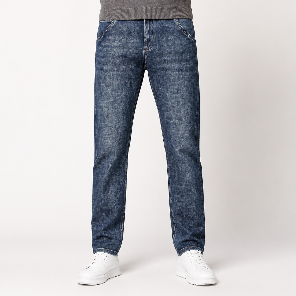 Marcus | Mens Stretch Straight Tapered Slim Fit Jeans, Vintage Blue