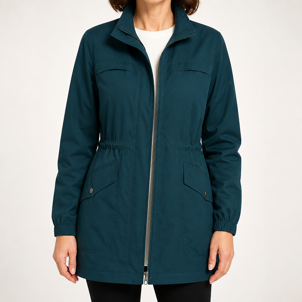 Marguerite | Womens Coat Wool Blend Winter Drawstring Waist Coat, Blue