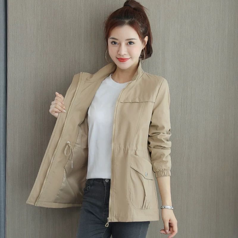 Marguerite | Womens Drawstring Waist Wool Blend Coat - Khaki
