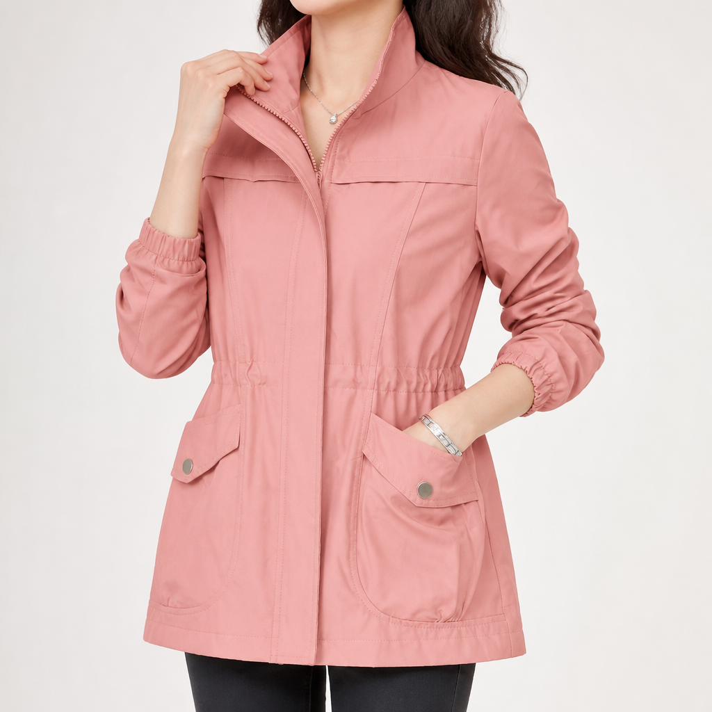 Marguerite | Womens Coat Wool Blend Winter Drawstring Waist Coat, Pink