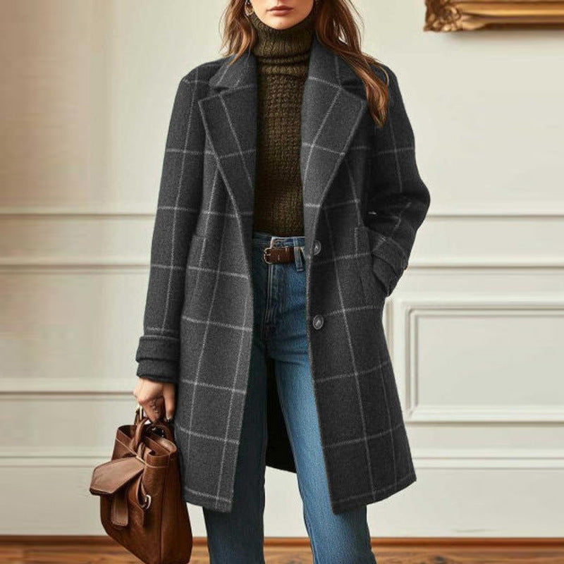 Maribel | Womens Plaid Mid Length Coat - 3