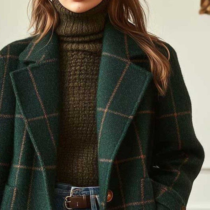 Maribel | Womens Plaid Mid Length Coat - 4