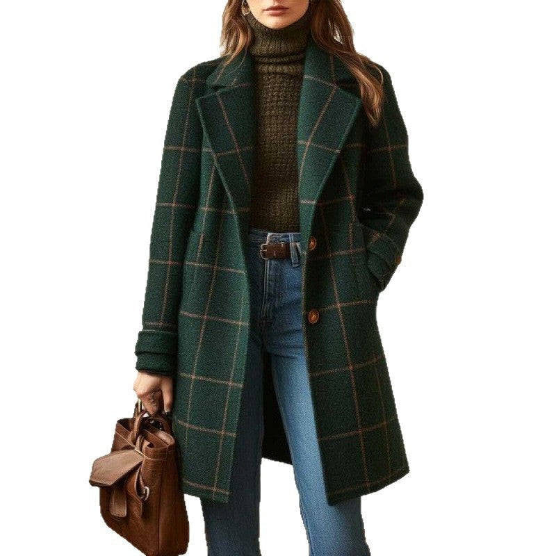 Maribel | Womens Plaid Mid Length Coat - 5